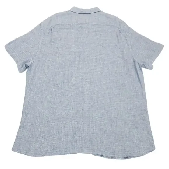 NWT Faherty Shirt Mens XXL Blue Linen Palma Short Sleeve Coastal Casual Nautical - Picture 3 of 11